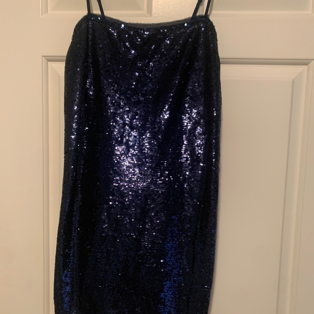 Blue sequin cocktail dress